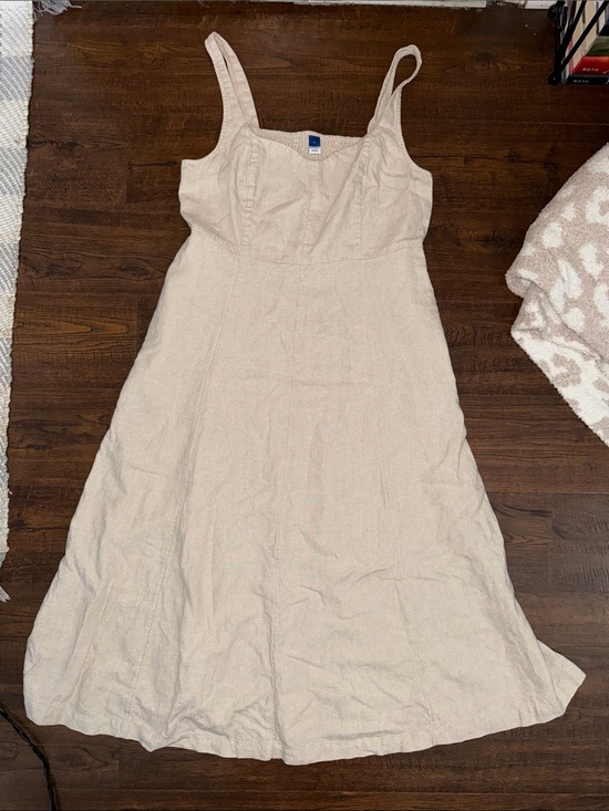 Old Navy Dresses & Skirts - Old Navy Fit & Flare Linen Blend Midi Dress